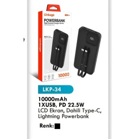 Resim Linkage 10000MAH 1xusb Pd 22.5W LCD Ekran Dahili Type-C Lightning Powerbank LKB34 