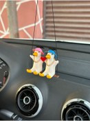 Resim 3dbaydesign AŞK ve SEVGİYİ simgeleyen Altın Zincirli Sallanan Şapkalı Cift Ördek Yeni Trend Dikiz Ayna Süsü 