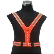 Resim Elastik Led Yansıtıcı Yelek Yüksek Görünürlük Işıklı Koşu Yeleği Koşucular Yürüyüşçüler Bisikletçiler İçin Turuncu 