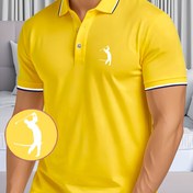 Resim Erkek Yeşil Golf Temalı Polo Gömlek - Rahat ve İş Rahat, Kısa Kollu, Normal Beden, Tüm Mevsim Konforu, Golf ve Eğlence Aktiviteleri için Mükemmel, Golf Aksesuarları 