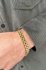 Resim UBUH SHOP Gold Kalın Çelik Model Unisex Bileklik 
