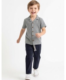 Resim Miababy Kabartma Çizgili Gömlek 2li Takım Haki 
