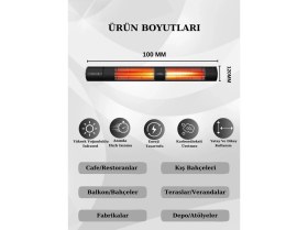 Resim Hottable Classic Plus 4000 Watt Uzaktan Kumandalı Isı Kademeli Su Geçirmez Dış Ortam Isıtıcı 