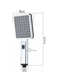 Resim T-May Banyo Sümbül Dikdörtgen 2 Fonksiyonlu Tasarruflu El Duş Seti Başlığı Krom 