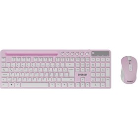 Resim Everest Km-730 Pembe/beyaz Kablosuz Multimedya Q Klavye Mouse Set 