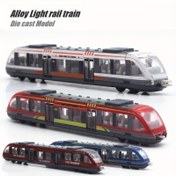 Resim 1 Adet Alaşımlı Metal 1:55 Ölçekli Geri Çekmeli Işık Raylı Tren Model Araba Oyuncak - Beyaz/Kırmızı/Mavi, Çocuklar İçin Eğitici Şehir Ulaşım Oyuncağı, Koleksiyonluk Dayanıklı Alaşım Model, Tren Oyuncak 
