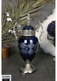 Resim Vitale Eskitme Kapaklı Cam Vazo Ak.fn0042 