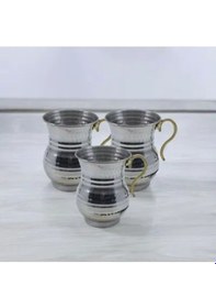 Resim Bakır Görünümlü Krom Ayran Bardağı 3 Adet , Bardak , Krom Bardak 