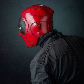 Resim DeatPool Mask - Giyilebilir Gerçek Deri Kahraman Kostümü 