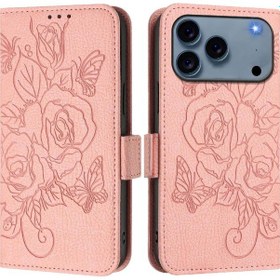 Resim İphone Uyumlu 17 Pro İçin Mıknatıslı Cüzdan Pu Deri Kart Yuvalı Kılıf 