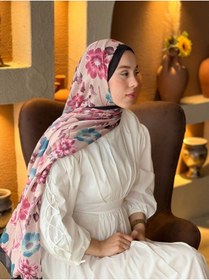 Resim Moda Kaşmir Fiori Desen Lina Şal Siyah Vizon 