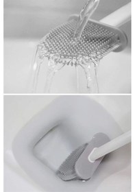 Resim Duvara Monte Edilebilir Kapaklı Askılı Klozet Yumuşak Silikon Başlıklı Tuvalet Fırçası Seti 4741 