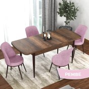Resim Canisa Concept Kor Serisi Barok Ahşap Desen 70X114 Açılabilir Mutfak Masa Takımı, 4 Adet Sandalye 