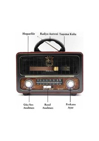 Resim Şarjlı Nostaljik Radyo Meier M-111Bt Bluetoothlu-Kumandalı Usb-Sd 