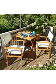 Resim KÜSKÜ Akasya Ahşap Bahçe Masası 65x65 cm Katlanır Balkon Teras Masa İç Dış Mekan 