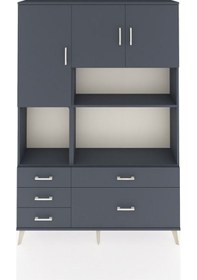 Resim Arges Dolap 8 Raflı 5 Çekmeceli 3 Kapaklı 132x30x195 Antrasit-antrasit/antrasit Antrasıt/antrasıt 