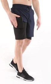 Resim Ghassy Co. Erkek Running Hızlı Kuruma Micropolyester Arka Fermuar Cepli Ve Havlu Halkalı Antrenman Futbol Fitness Kısa Taytlı Şort 