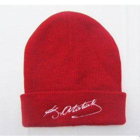 Resim Salarticaret Atatürk Imzalı Kırmızı Unisex Bere 