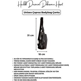 Resim Unisex Siyah Hakiki Deri Çapraz Badybag Omuz Ve Göğüs Çantası Usb Çıkışlı siyah 
