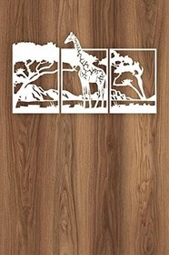 Resim UNT Safari Afrika Temalı 3 lü Ahşap Tablo BEYAZ 48 x 99 UNTNM161 