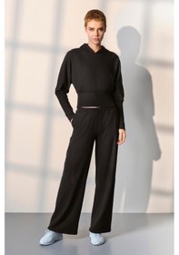 Resim Doreanse Kadın Siyah Kapşonlu Eşofman Pijama Takımı 25k4045-standart Siyah 