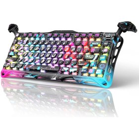 Resim Gravastar Mercury V75 Pro He Hall Effect Manyetik Switch Gaming Klavye, Hot-Swappable, Rapid Trigger, 8000Hz, 0.125MS Ultra Düşük Gecikme, Kablolu, Rgb Işıklı, Ingilizce Q, Neon Graffiti 