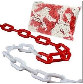 Resim Üstün Plastik Trafik Zinciri Kırmızı-Beyaz 6mm-25 Metre 