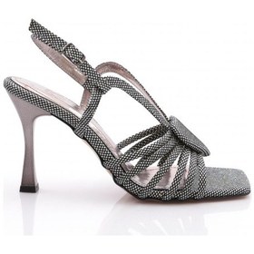 Resim Dgn 4031 Kalp Desenli Topuklu Ayakkabi Platin Baskılı 