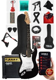 Resim Midex Age-45 Solak Elektro Gitar Seti Amfili Ve Full Aksesuar White Black 