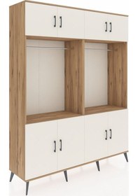 Resim Hyperion Gardrop 10 Raflı 8 Kapaklı 2 Askılı 176x44x221 Çam-aytaşı/çam Aytaşı/çam 