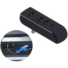 Resim Tesla Model 3/y Arabası Ah37 İçin 3 Usb +1 Typ-c/usb-c Port Hub Yerleştirme İstasyonu Siyah 
