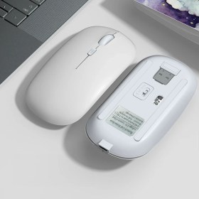 Resim Sneezy Apple Ipad Şarj Edilebilir Sessiz Mouse Bluetooth + 2.4Hz Wifi Kablosuz Mouse Fare 