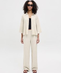 Resim Jack & Jones Kadın Keten Pantolon - Poppy - 12253952 - 1 Feather Gray 