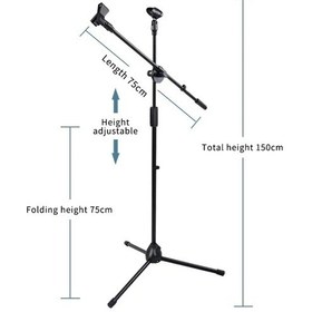 Resim Profesyonel Bomlu Mikrofon Sehpası Ayarlanabilir T Tipi Sahne Stüdyo Mikrofon Standı 