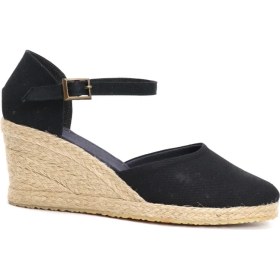 Resim Star Tombis Elişi Siyah Kadın Dolgu Topuk Espadril Handmade 