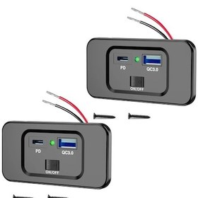Resim Xuweiwei Çift Usb Qc3.0 Pd3.0 Araba Hızlı Şarj Soketi Tip-c Arayüzü Yeşil Işık İki Paket 12v-24v Araç Şarj Cihazı 