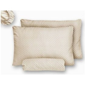 Resim Çift Kişilik Lastiksiz Bej Puantiyeli Çarşaf Takımı 