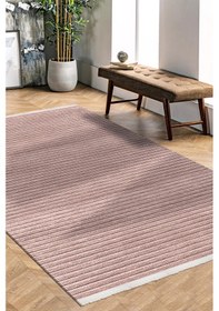 Resim Lidya Bej / Füme Pamuk Dokuma Yumuşak Halı Kaymaz Tabanlı, Kolay Temizlenen, Modern Tasarım Kilim Bej 