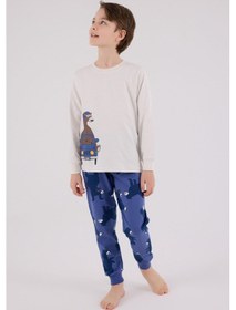 Resim Rolypoly Erkek Çocuk Beyaz Pijama Takımı Rp3658-c-v1 