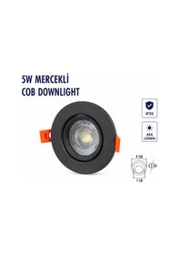 Resim Lampist 5w Siyah Kasa Mercekli Yuvarlak Cob Downlıght 3000k 