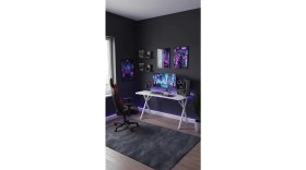 Resim Hey Modüler Mobilya 120 cm Gaming Profesyonel Oyuncu Masası Beyaz Tabla, Beyaz Metal Ayaklı Hey Gaming 