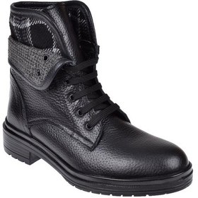 Resim Beety Hakiki Deri Bileği Katlamalı Kadın Bot Bee-2175 Siyah Siyah 