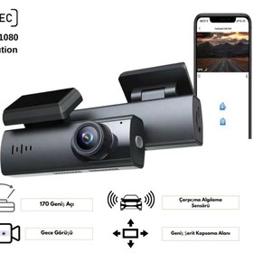 Resim SMAYLİNG 1080P Araç Kamera Wifi+Dvr 3MP Gece Görüş 30Fps Sürüş Güvenliği Sarsıntı Sensörü BLM65 