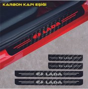 Resim nehay shop Lada İçin şık tasarım karbon sticker seti Aksesuar Oto Kapı Eşiği özel yeni sticker Karbon 4 Adet 