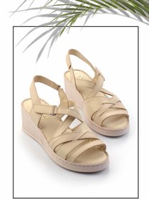 Resim Bambi Bej Leather Kadın Dolgu Topuklu Ayakkabı K05466057203 