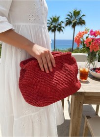 Resim OTTO STORE Hasır El Örgüsü Büyük Boy Clutch Yazlık Çanta 