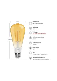 Resim Yeelight ST64 LED E27 Akıllı Filament Ampul 