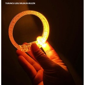 Resim Turuncu Led Işıklı Baskı Yapılabilen Pilli Bileklik Bilezik 
