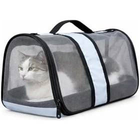 Resim Katlanabilir Kedi Taşıma Çantası Nefes Alabilir, Hafif, 45x28x28 Cm, Mavi 