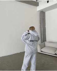 Resim Tua Moda Nakış İşlemeli Üç İplik Sweat Takım- Gri Gri 